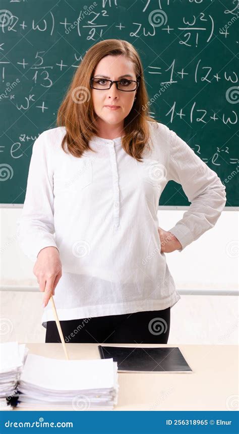 The Female Math Teacher In The Classroom Stock Image Image Of Book Academic 256318965