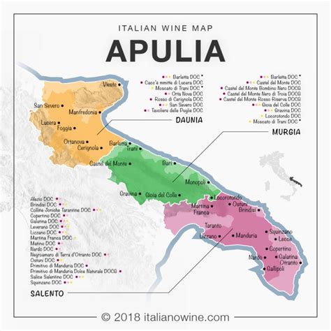 Italian Wine Map Apulia Oenological Zones And Wines Wine Map