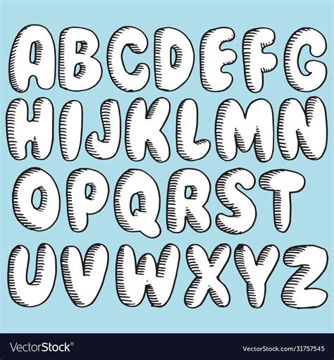 Hand Drawn Doodle Font Set Sketch Alphabet Vector Image