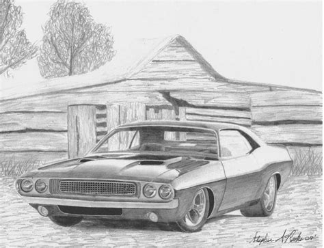 1970 Dodge Challenger Classic Car Art Print Mixed Media By Stephen