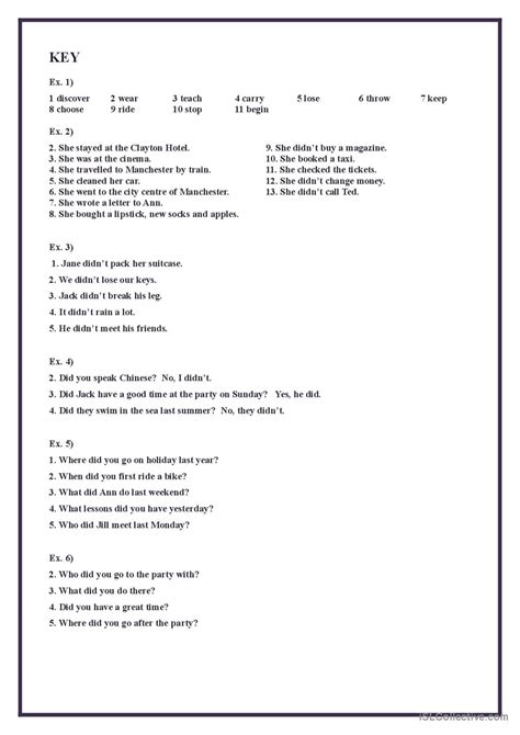Grammar Revision Past Simple Regu English ESL Worksheets Pdf Doc