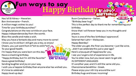 Other Ways To Say Happy Birthday In English Pdf Creative Ways To Say