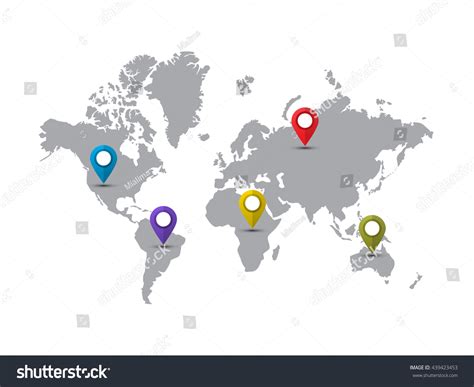 Vector World Map Pointer Marks Isolated Stock Vector Royalty Free
