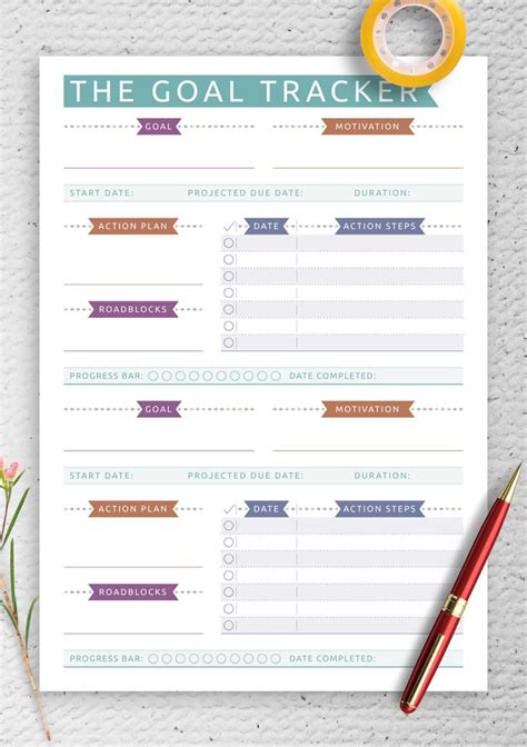 Download Printable Personal Goal Tracker Casual Style Pdf Goals