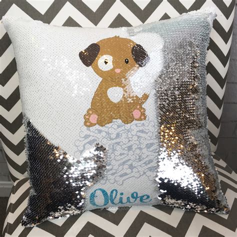Personalized Puppy Dog Design Flip Sequin Pillow