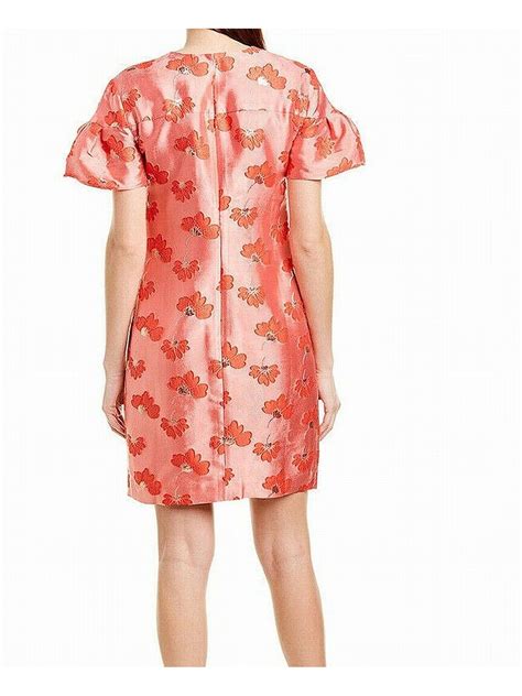 Trina Turk 368 Womens New Coral Floral Short Sleeve Shift Dress 10 Bb