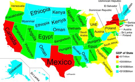 Map Gdp Of Us States Compared To Other Countries