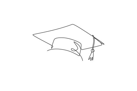 Graduation Hat Continuous One Line Drawing Of Graduate Cap Minimalist