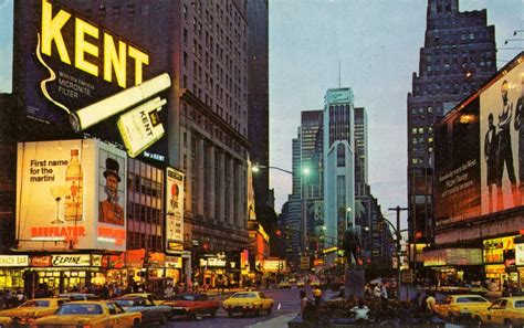 Time Square At Night 1960s Times Square New York Nyc Times Square