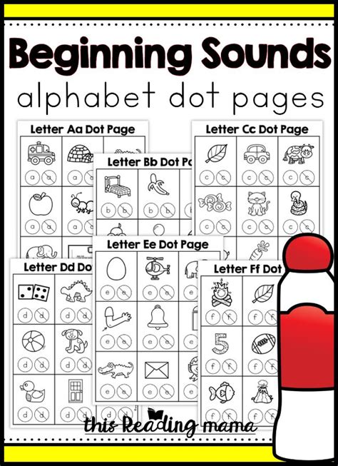 beginning sounds alphabet dot pages  reading mama