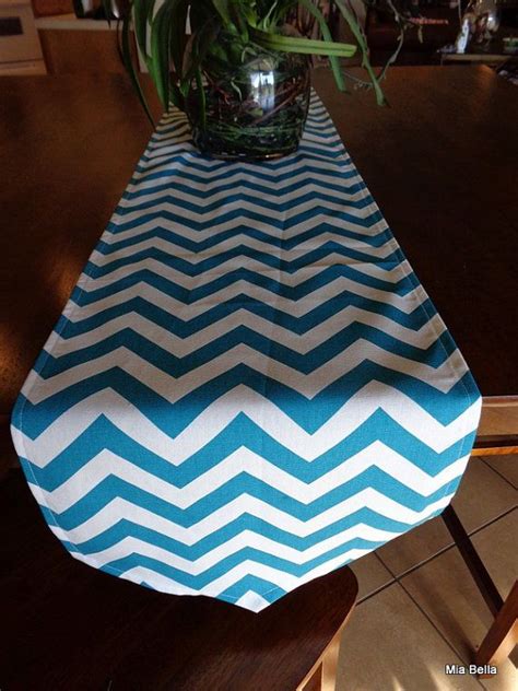 True Turquoise Chevron Table Runner 13 X 72 New Handmade Chevron