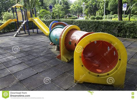 Colorful Tunnel In Children S Playground Stock Image Image Of Bushes