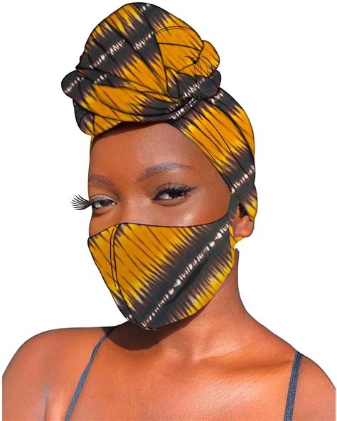 African Headwraps And Mask Piece Set Ankara Print Cotton Headband