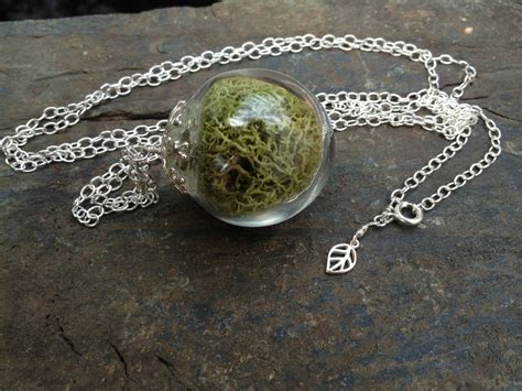 Moss Necklace Blown Glass Globe With Moss And Sterling Silver Moss