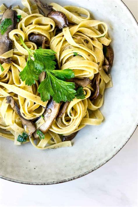 Mushroom Tagliatelle with Olive Oil and Garlic - Eight Forest Lane