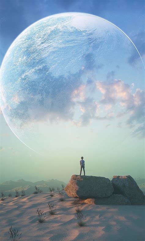 1280x2120 Boy Standing On Rock Looking At Landscape View