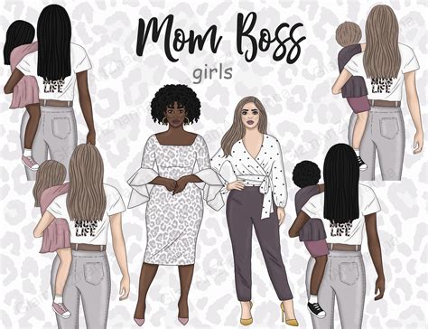 Mom Boss Girls Clipart Work Illustrations ~ Creative Market