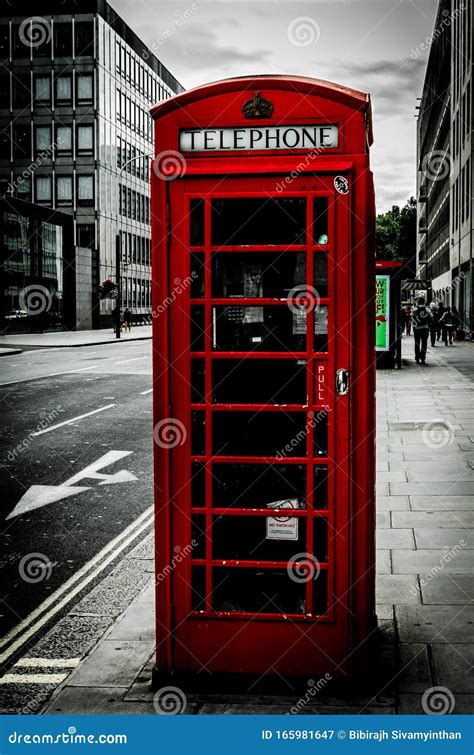 Iconic Red Telephone Booth In London England Stock Image Image Of