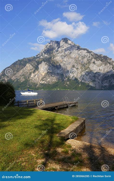 Traunsee Lake With Traunstein Mountain In Background Salzkammergut