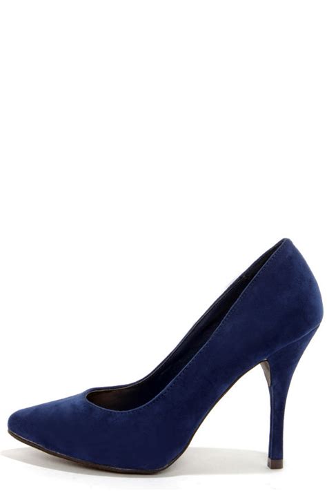 Cute Navy Blue Shoes High Heels Pointed Pumps 2500 Lulus