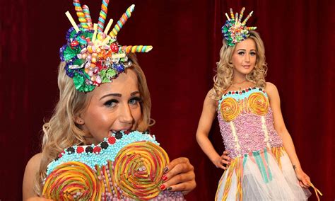 Now Thats Eye Candy Model Shows Off Dress Made Entirely Of Sweets