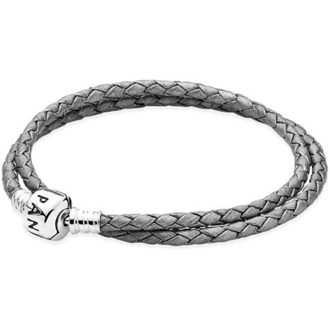 Pandora Bracelet Leather Double Wrap With Sterling Silver Clasp