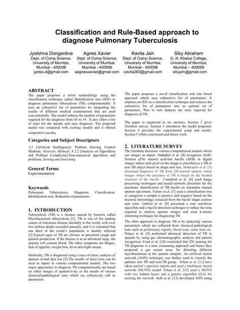 Pdf Classification And Rule Based Approach To Diagnose Pulmonary