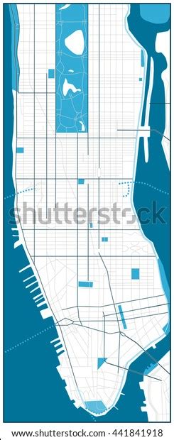 Manhattan Blank Road Map Vector Illustration Stock Vector Royalty Free