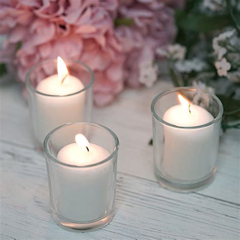 Balsacircle 12 Pcs Round Votive Tealight Candles With Clear Glass