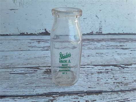 Vintage Half Pint Milk Bottles Straders Grade A Dairy Etsy Milk