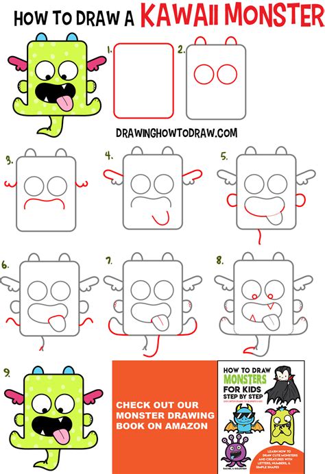 How To Draw A Cute Kawaii Monster With Easy Step By Step Drawing