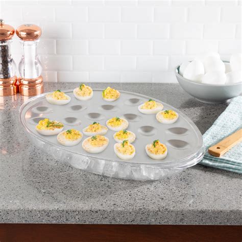 Cold Deviled Egg Tray-Chilled Platter with Ice Compartment-Egg, Fruit