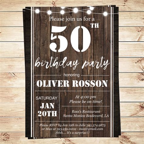 Printable 50th Birthday Invitations Easily Customize Classy 50 50th