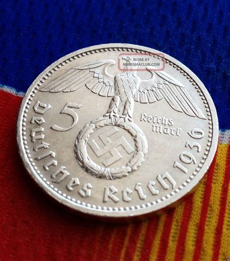 Ww2 German 5 Mark Silver Coin 1936 E Third Reich Swastika Reichsmark