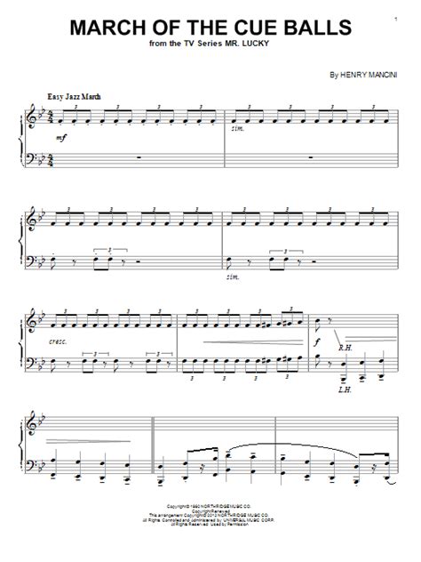 Download and print free pdf sheet music for all instruments, composers, periods and forms from the largest source of public domain sheet music browse sheet music by composer, instrument, form, or time period. Henry Mancini "March Of The Cue Balls" Sheet Music Notes, Chords | Piano Download Pop 81324 PDF