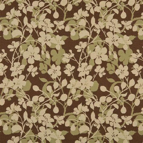 Beige And Brown Small Flower Theme Damask Upholstery Fabric