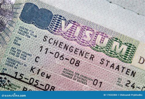 Schengen Visa In The Passport This Sample Of The Schengen Visa Has