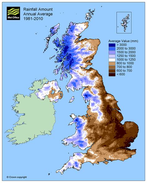 Average Annual Rainfall Around The Uk Runitedkingdom