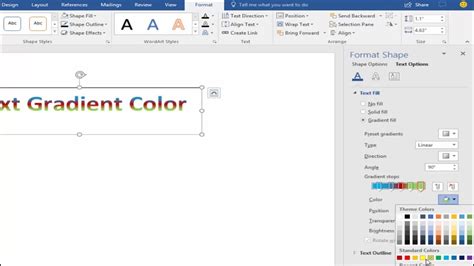 How To Add Gradient Fill Color Into Text In Microsoft Word 2017 Youtube