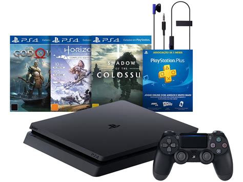 Playstation 4 Slim Hits Bundle 1TB Sony 1 Controle Com 3 Jogos