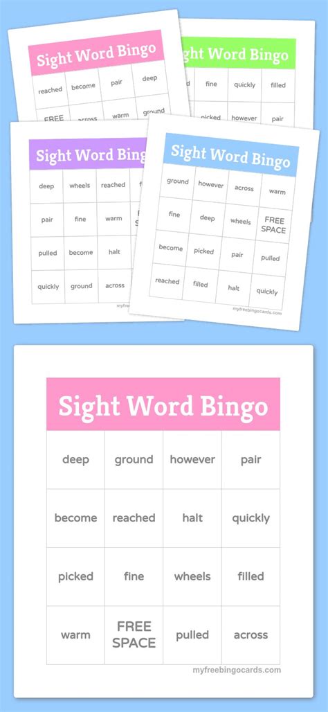 Sight Word Bingo Free Printable Printable Word Searches