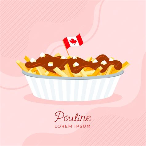 Free Vector Hand Drawn Delicious Poutine Illustration With Flag