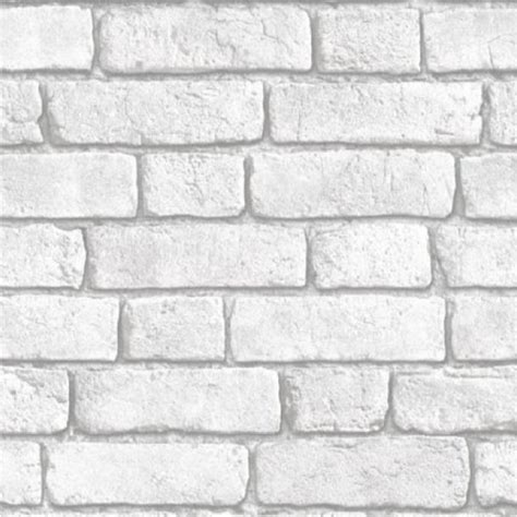 Muriva Bluff White Brick Effect Embossed Blown Vinyl Wallpaper J30309