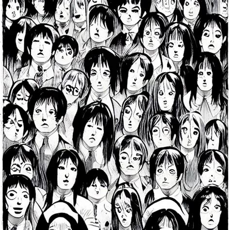 Multiple Faces All Melting Into One By Junji Ito Stable Diffusion