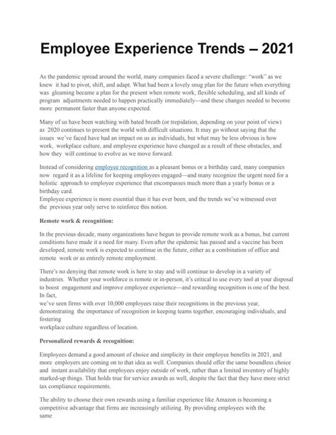 Employee Experience Trends 2021 By Advantage Club Issuu