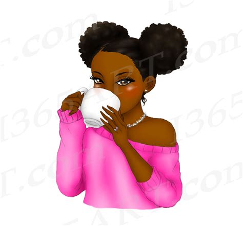 Tea Sipping Girls Clipart Black Woman Illustrations By I 365 Art