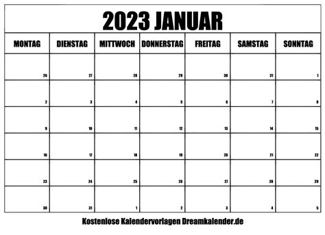 Kalender Januar 2023