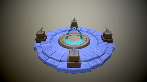3d Model Low Poly Game Ready Portal Circle With Lights Vr Ar Low