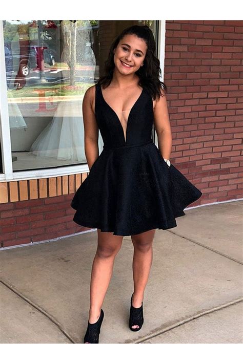 Short Black Satin Prom Dress Homecoming Graduation Cocktail Dresses 701144