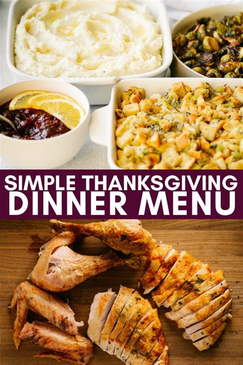 Thanksgiving Dinner Menu With Turkey Mashed Potatoes And Gravy On The Side